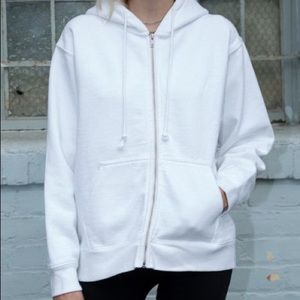 Brandy Melville White Zip Up Hoodie